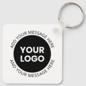 Zakelijke Logo & bewerkbare tekst Wit & Zwart Sleutelhanger (Achterkant)
