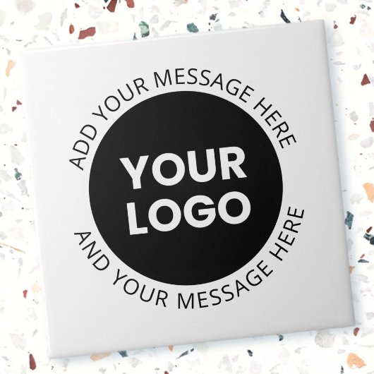 Zakelijke Logo & bewerkbare tekst Wit & Zwart Tegeltje