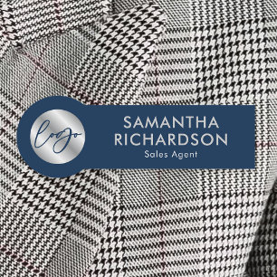 Zakelijke Logo Corporate Navy & Silver Medewerker Naamplaatje