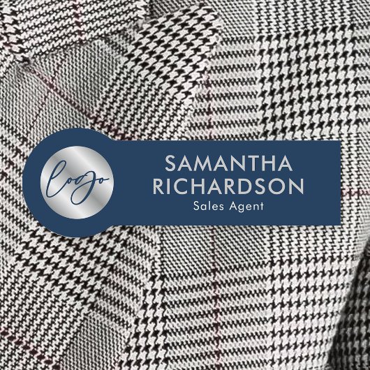 Zakelijke Logo Corporate Navy & Silver Medewerker Naamplaatje