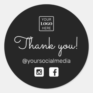 Zakelijke Logo Dank u Calligrafie Social Media Ronde Sticker
