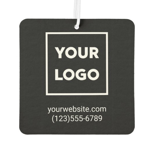 Zakelijke Logo en aangepaste tekst op zwart Luchtverfrisser (Achterkant)