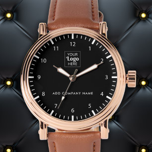 Zakelijke Logo en naam Corporate Promotional Black Horloge