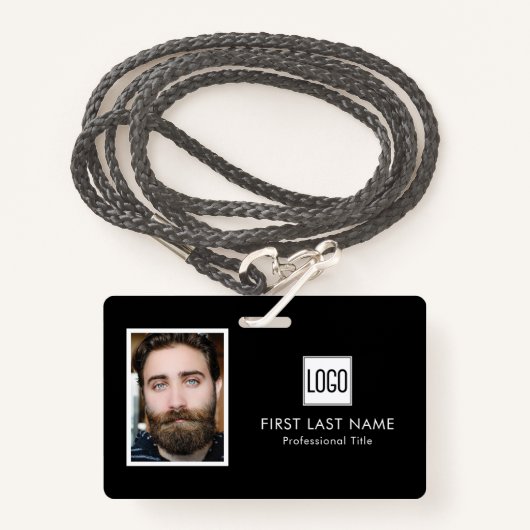 Zakelijke Logo | Foto naam Barcode Medewerker Badge (Voorkant met draagriem)