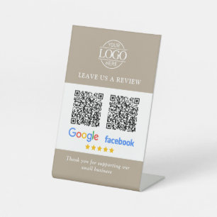 Zakelijke Logo Google & Facebook Reviews QR Code Reclamebord Met Voetstuk