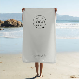 Zakelijke Logo Grijze Minimalistische promotiesw Strandlaken
