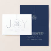 Zakelijke Logo JOY Kerstversiering Navy Holiday Folie Kaarten (Display)