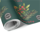 Zakelijke Logo Kerst Feestdagen Botanisch Cadeaupapier (Rol Hoek)