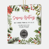 Zakelijke Logo Kerst Feestdagen Botanisch Keramisch Ornament (Links)
