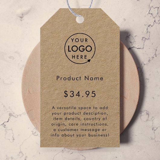 Zakelijke Logo | Labels productprijs Rustic Kraft Cadeaulabel
