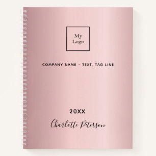 Zakelijke logo lichtroze elegante monogram notitieboek