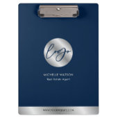 Zakelijke Logo Marine Blauw & Zilver Promotie Klembord (Voorkant)