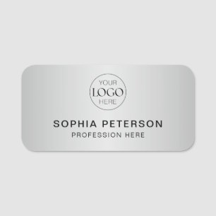 Zakelijke Logo Medewerker Metallic Silver Naamplaatje