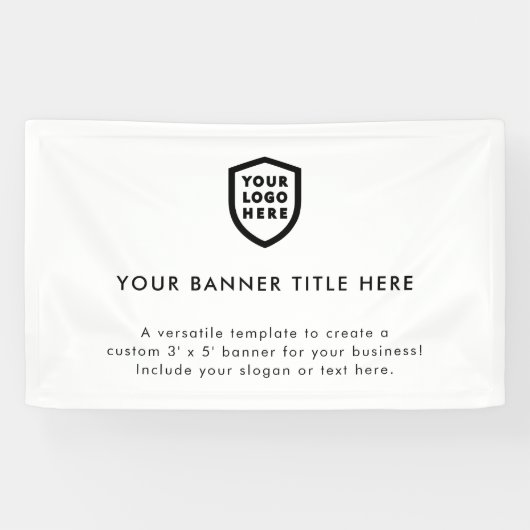 Zakelijke Logo | Minimalistisch zuiver wit 5' Spandoek (Horizontaal)