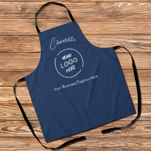 Zakelijke Logo Modern Bedrijf Branded Dark Denim Schort