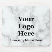 Zakelijke Logo & Naam Faux Wit Marmer Sjabloon Muismat (Voorkant)