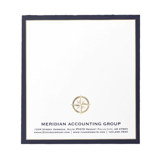 Zakelijke Logo Navy Blue Border Notitieblok (Voorkant)