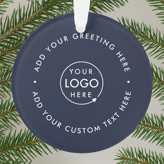 Zakelijke Logo | Navy Blue Corporate Kerstmis Ornament