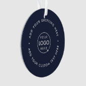 Zakelijke Logo | Navy Blue Corporate Kerstmis Ornament (voorkant)