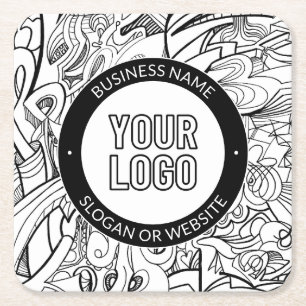 Zakelijke Logo of ontwerp & bewerkbare tekst Sjabl Vierkante Kartonnen Onderzetter