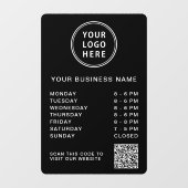 Zakelijke Logo Openingstijden QR code Zwart Raamsticker (Vel)