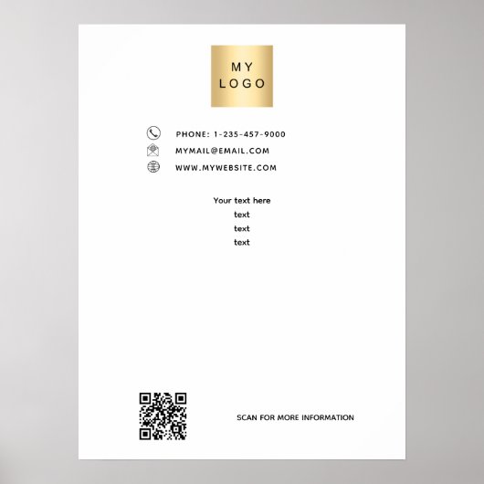 Zakelijke logo qr code aangepaste tekst poster (Voorkant)