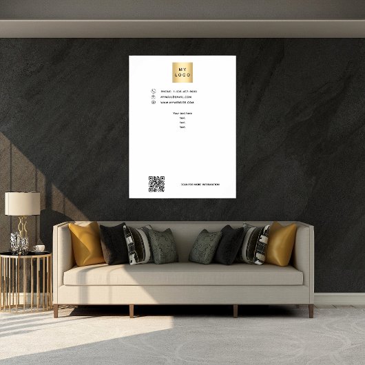 Zakelijke logo qr code aangepaste tekst poster