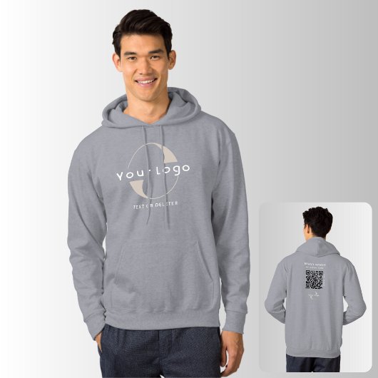 Zakelijke logo QR-code Bedrijf merk swag Mannen Gr Hoodie