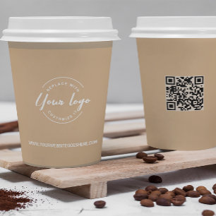 Zakelijke Logo QR CODE Eenvoudig Bruin Aangepast Papieren Bekers
