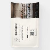 Zakelijke Logo QR Code Foto Beige Banner (Verticaal)