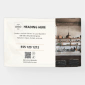 Zakelijke Logo QR Code Foto Beige Banner (Horizontaal)