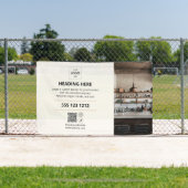 Zakelijke Logo QR Code Foto Beige Banner (Insitu)