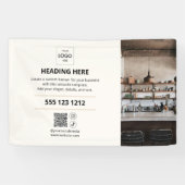 Zakelijke Logo QR Code Foto Beige Banner (Horizontaal)