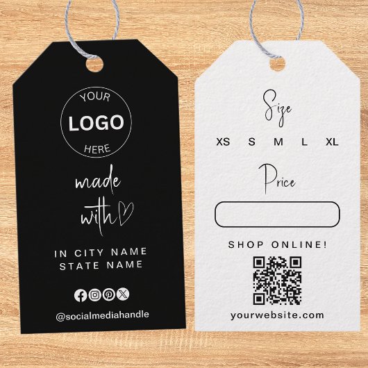 Zakelijke Logo QR Code Hang Labels Prijs Maat Cadeaulabel