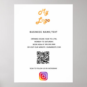 Zakelijke logo qr-code instagram wit poster