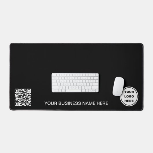 Zakelijke Logo & QR Code l Promotie Zwart Wit Bureaumat (Keyboard & Muis)
