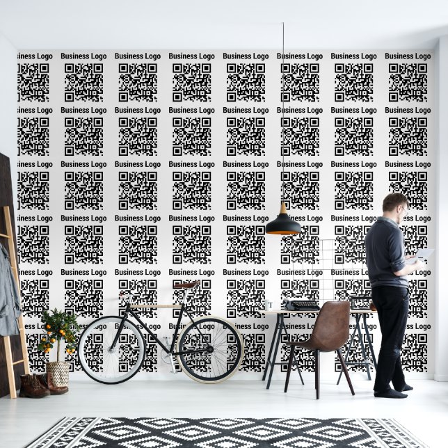 Zakelijke Logo QR Code Modern Minimal Kantoor Behang (Woonkamer)