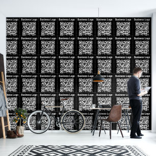 Zakelijke Logo QR Code Modern Minimal Kantoor Zwar Behang