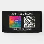 Zakelijke Logo QR Code Modern Openlucht Spandoek (Horizontaal)