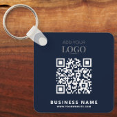 Zakelijke Logo QR Code Promotie Navy Blue Sleutelhanger (Voorkant)