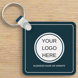 Zakelijke Logo QR Code Promotie Swag Navy Blauw Sleutelhanger