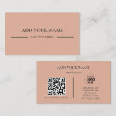 Zakelijke Logo QR-code | Roze Modern Professional Visitekaartje (Voorkant / Achterkant)