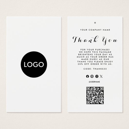 Zakelijke Logo QR-codelabel Hang Label Visitekaartje (Voorkant /achterkant)