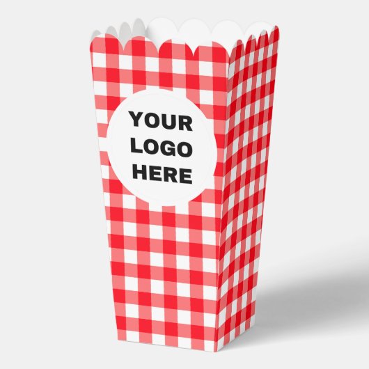 Zakelijke Logo Rood & Wit Gingham Plaid Bedankdoosjes (Voorkant)