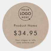 Zakelijke Logo | Rustic Kraft Prijs Label Sticker (Voorkant)