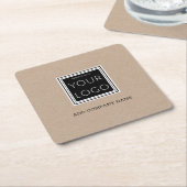 Zakelijke Logo - Rustic Kraft Vierkante Kartonnen Onderzetter (Schuin)