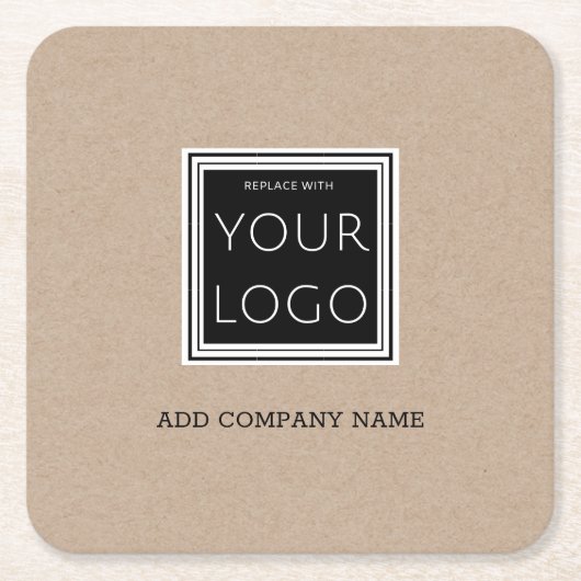 Zakelijke Logo - Rustic Kraft Vierkante Kartonnen Onderzetter (Voorkant)