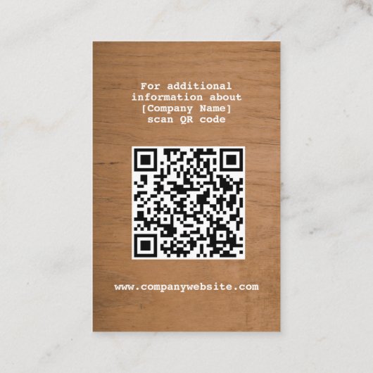 Zakelijke Logo Rustieke Lichte Houten Foto Medewer Visitekaartje (Achterkant)