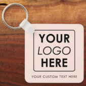 Zakelijke Logo Tekst QR Code Dubbelzijdig Blush Ro Sleutelhanger (Voorkant)