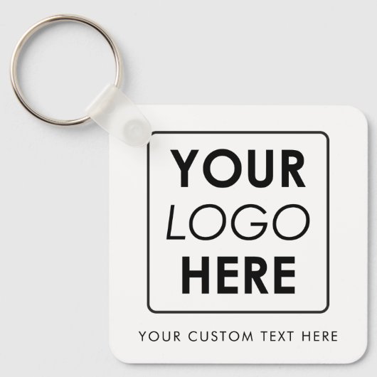 Zakelijke Logo Tekst QR Code Dubbelzijdig Wit Sleutelhanger (Voorkant)